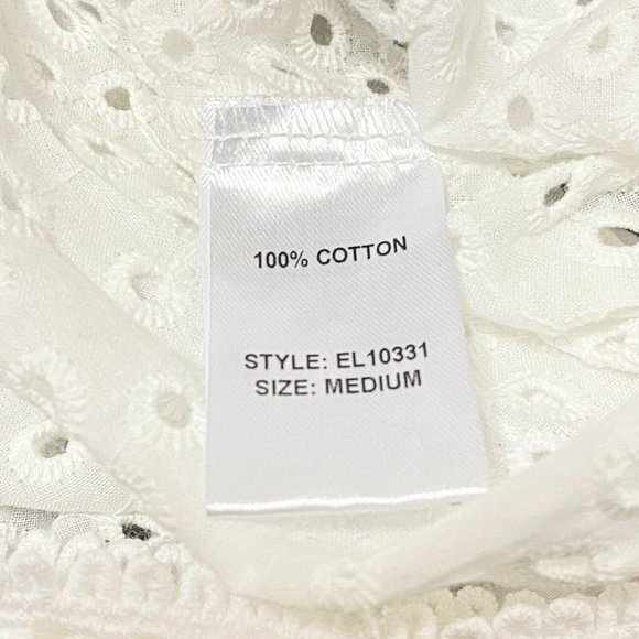 Elan Womens M Elastic Hem And Neckline Sleeveless Crochet Strap Breathable White - Picture 5 of 8